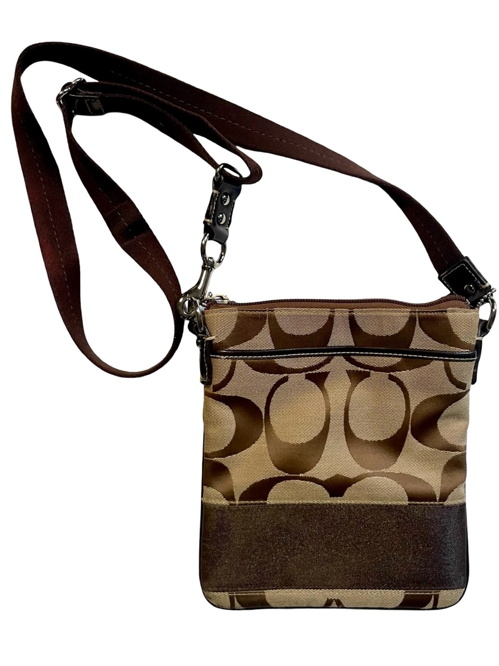 Vintage Coach Signature Jacquard Canvas Swingpack Crossbody Bag Y2K - Picture 9 of 9